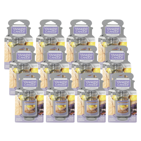 Yankee Candle Car Air Fresheners, Hanging Car Jar Ultimate, Neutralizes Odors Up To 30 Days, Lemon Lavender, 0.96 OZ (Pack of 12)