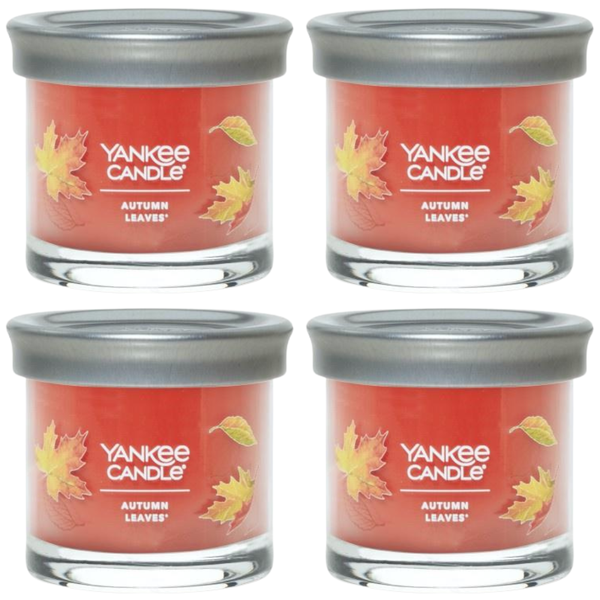 Yankee Candle Small Tumbler Scented Single Wick Jar Candle, Autumn Leaves, Over 20 Hours of Burn Time, 4.3 Ounce (Pack of 4)