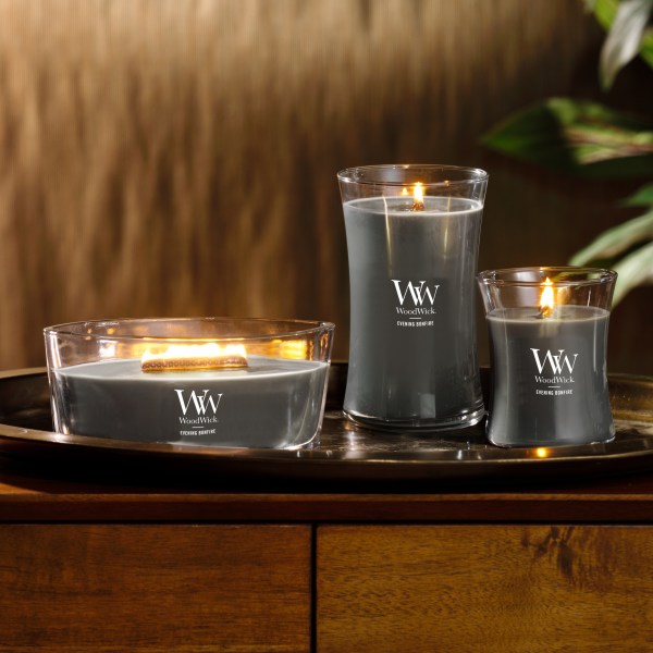 WoodWick Scented Ellipse Candle, Crackles as it Burns, Evening Bonfire, 16oz