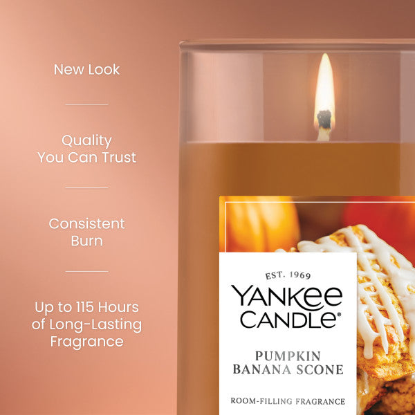 Yankee Candle Medium Pillar Scented Candle, Pumpkin Banana Scone, 14.25 oz, 2-Pack