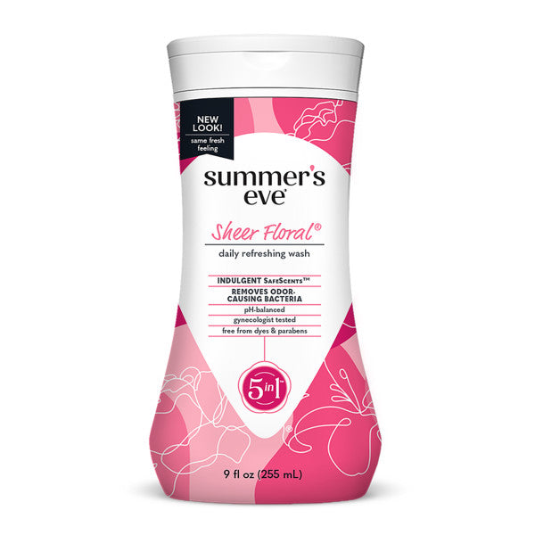 Summer’s Eve Sheer Floral Refreshing Daily Feminine Wash, Removes Odor, pH balanced, 9 fl oz