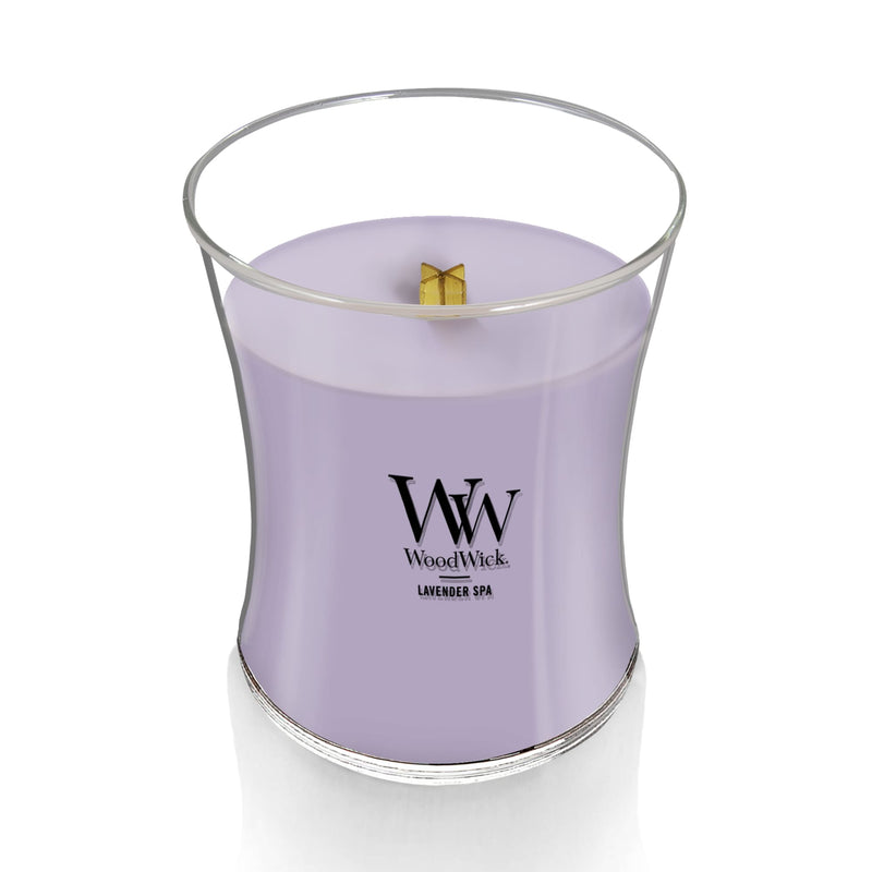 WoodWick Medium Hourglass Scented Candle, Crackles as it Burns, Lavender Spa, 9.7oz