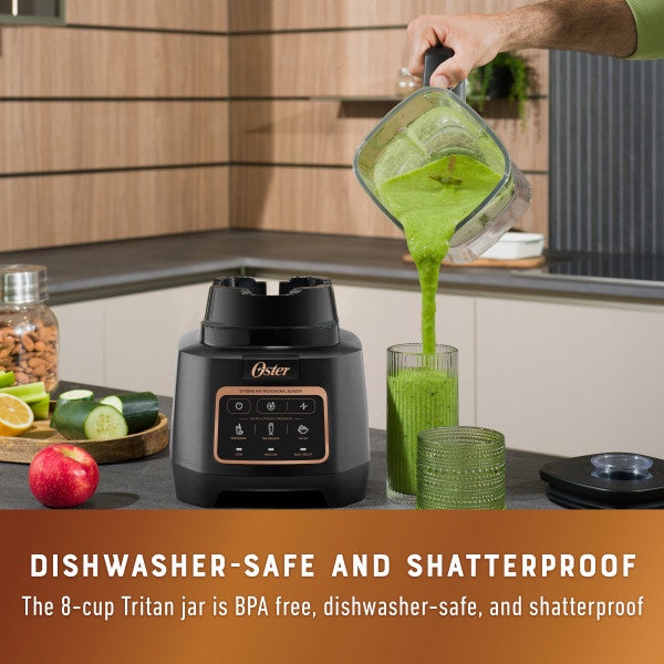 Oster Extreme Mix Blender, 1500 Watt High Speed Blender with 10-Point Blade, 8-Cup Kitchen Blender with Auto Programs