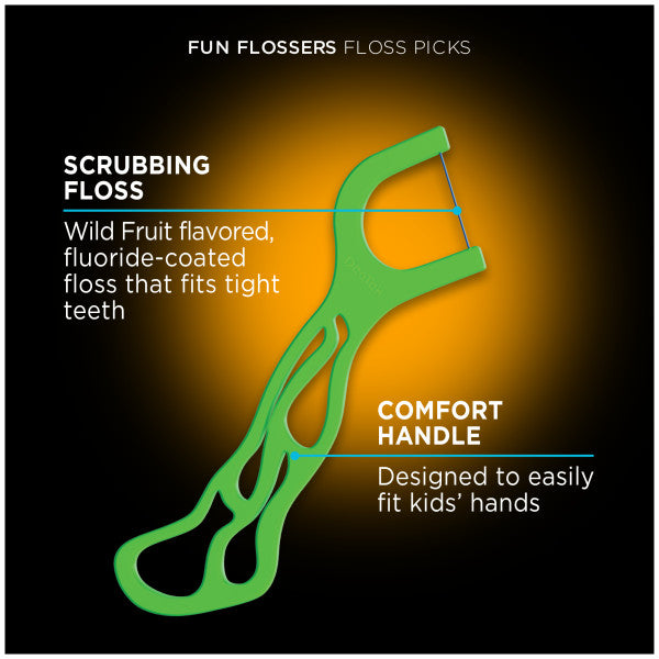 Dentek Floss Picks Kids Fun Flossers | Removes Food & Plaque, 40 ct