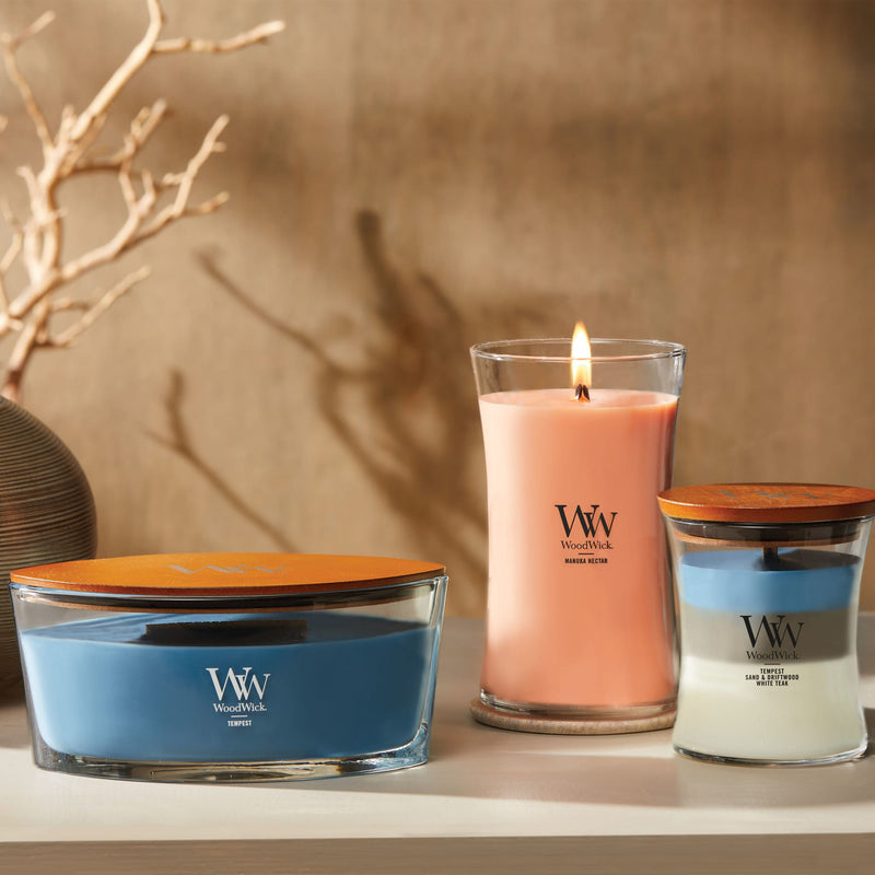 WoodWick Large Hourglass Scented Candle, Crackles as it Burns, Manuka Nectar, 21oz