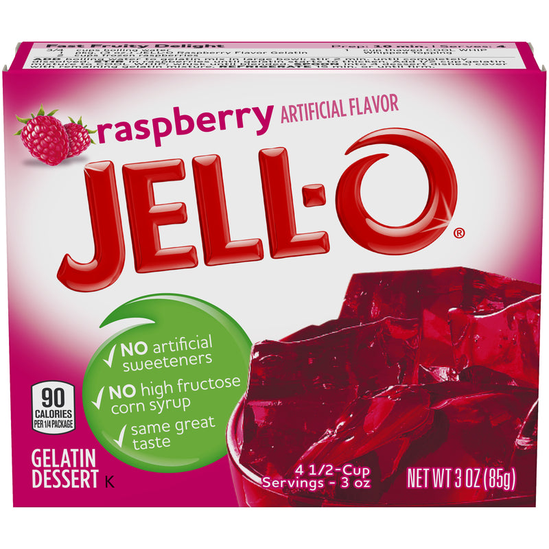 Jell-O Instant Gelatin Mix, Raspberry, 3 OZ