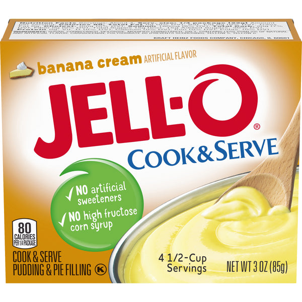 Jell-O Cook and Serve Pudding and Pie Filling, Banana Cream, 3 OZ