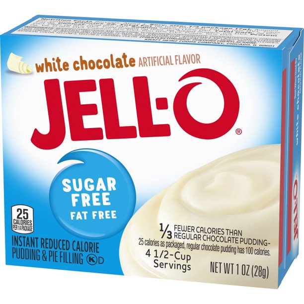 Jell-O Sugar Free Instant Pudding Mix, White Chocolate, 1 OZ - Trustables