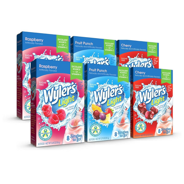 Wyler's Light STG Drink Mix Variety Pack, 2 Raspberry, 2 Cherry, 2 Fruit Punch, 1 CT - Trustables