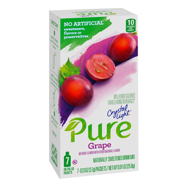 Crystal Light Pure Powdered Drink Mix, Grape, 7 CT - Trustables