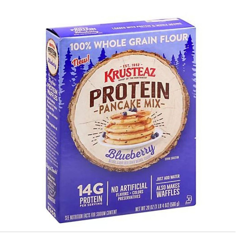 Krusteaz Protein Blueberry Pancake Mix, 20 OZ - Trustables