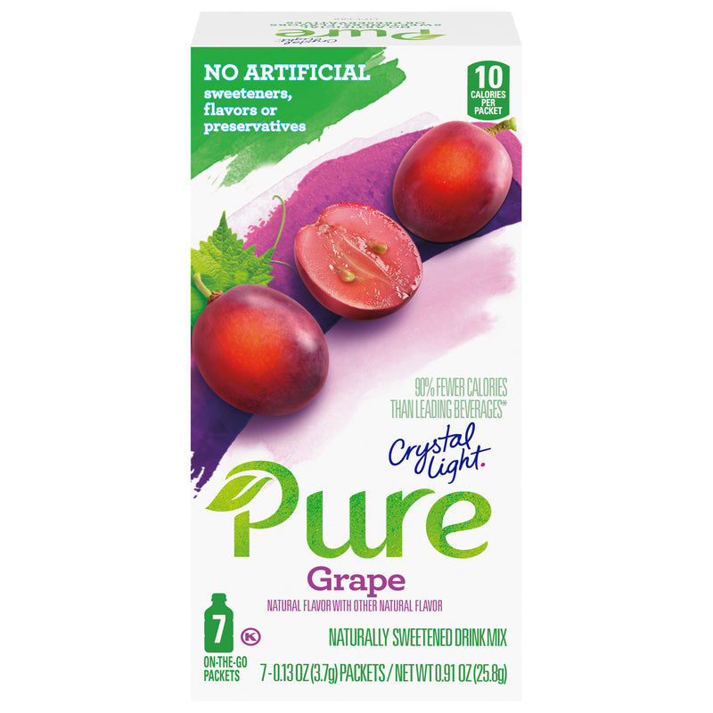 Crystal Light Pure Powdered Drink Mix, Grape, 7 CT - Trustables