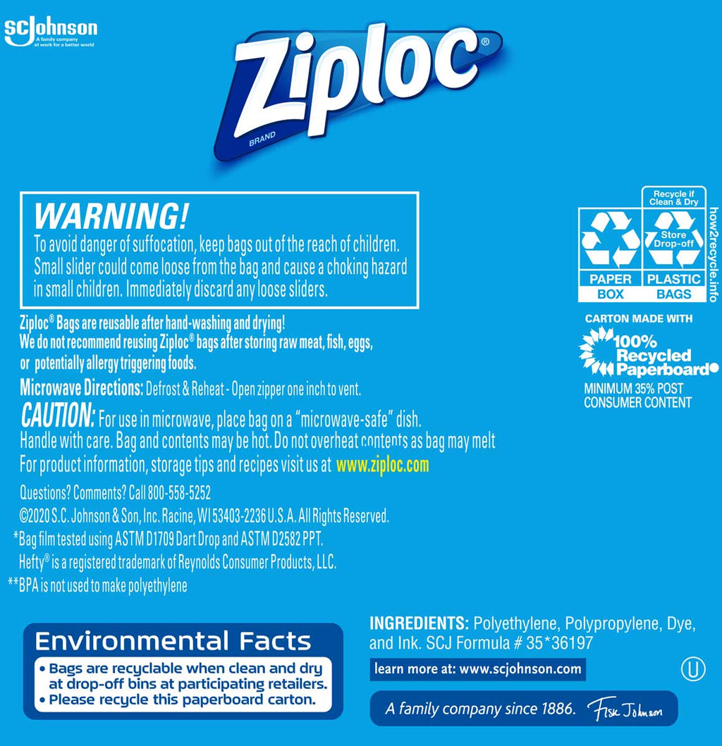 Ziploc Gallon Freezer Bags, 152 Ct., Size: D, Blue