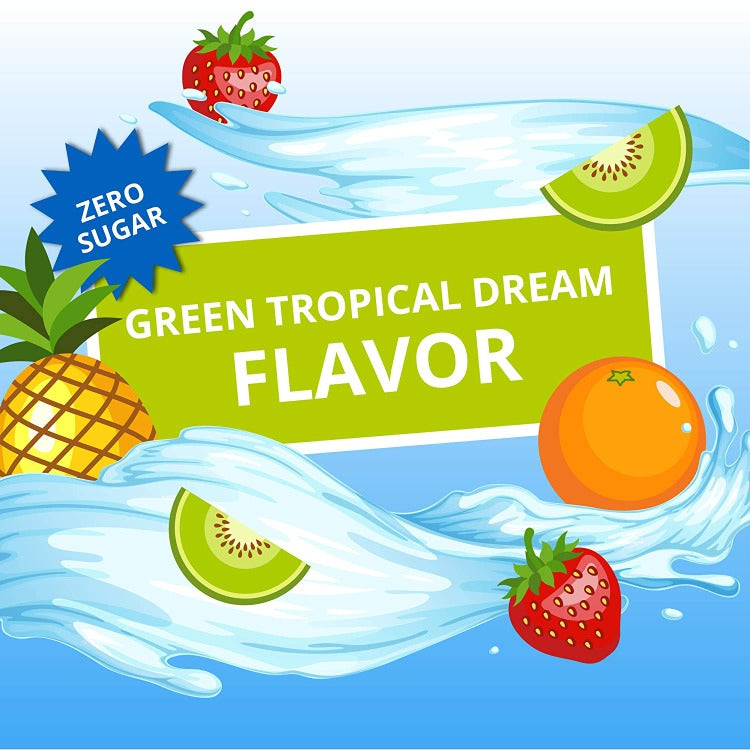 Green tropical Dream Flavor, Tropical dream drink mix, tropical drink mix, powdered tropical drink mix, Wyler's Light Green Tropical Dream
