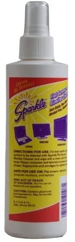 Sparkle Flat Screen & Monitor Cleaner Spray, Ammonia-Free, Alcohol-Free, Anti-Static & Non-Abrasive, Leaves No Streaks, 8 FL OZ Spray Bottle (Pack of 1) - Trustables