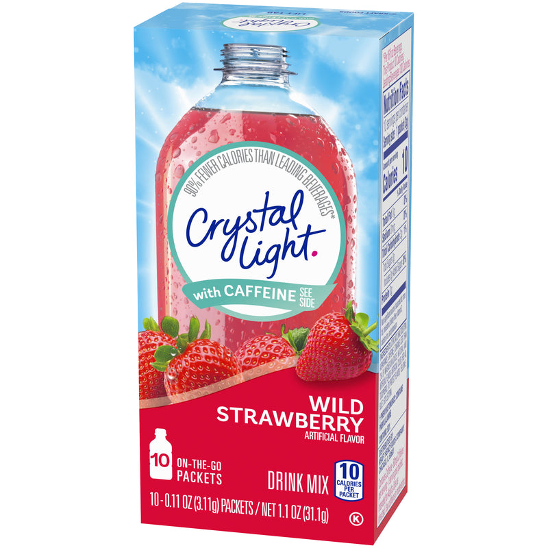 Crystal Light with Caffeine, Wild Strawberry, 10 CT - Trustables