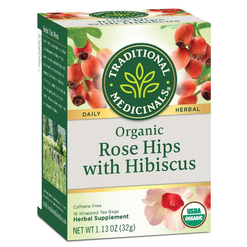 Traditional Medicinals Organic Rose Hips with Hibiscus Herbal Tea, 16 Tea Bags - Trustables