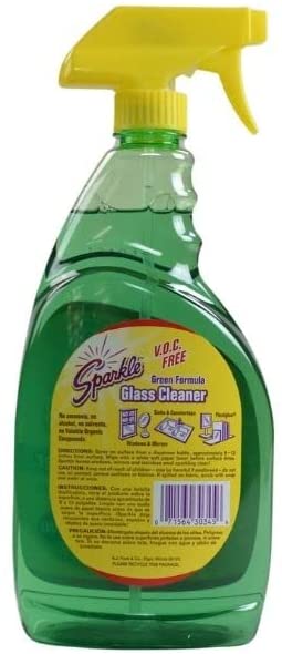 Sparkle Glass Cleaner, Green Formula, 33.8oz Trigger Bottle - Trustables