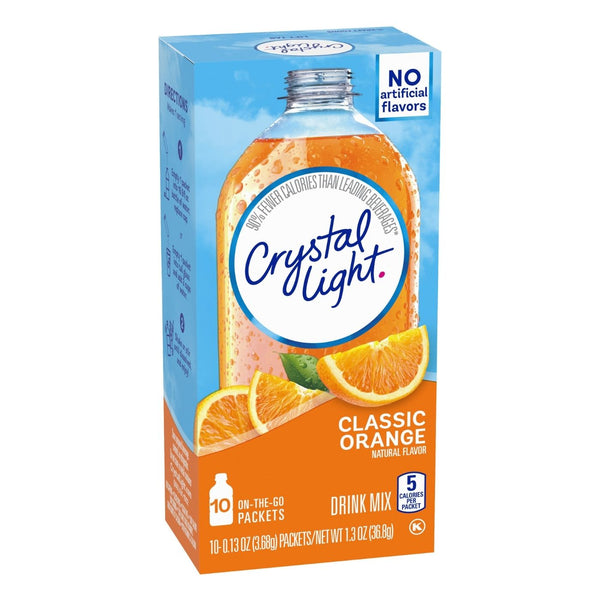 Crystal Light On The Go Packets, Classic Orange With Vitamin C and Calcium, 10 CT - Trustables