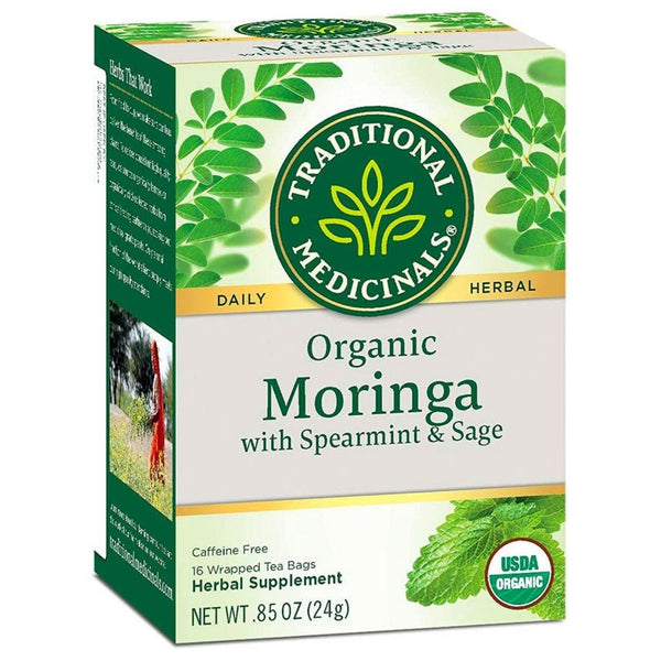 Traditional Medicinals Organic Moringa with Spearmint & Sage Herbal Tea, 16 Tea Bags - Trustables