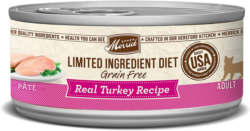 Merrick Grain Free Limited Ingredient Diet Real Meat Adult Wet Cat Food Turkey, 5 OZ - Trustables