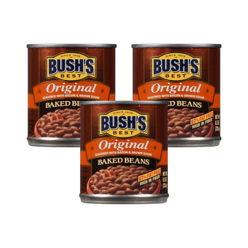 BUSH'S BEST Original Baked Beans with bacon and brown sugar, 8.3 Ounce (Pack of 3) - Trustables