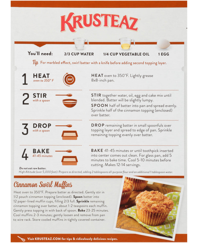 Krusteaz Cinnamon Swirl Crumb Cake & Muffin Mix, 21 OZ - Trustables