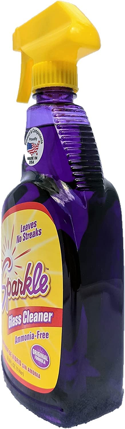 Sparkle Glass Cleaner Spray, Ammonia-Free Original Formula Glass Cleaner, Leaves No Streaks, 33.8 FL OZ Spray Bottle (Pack of 1) - Trustables