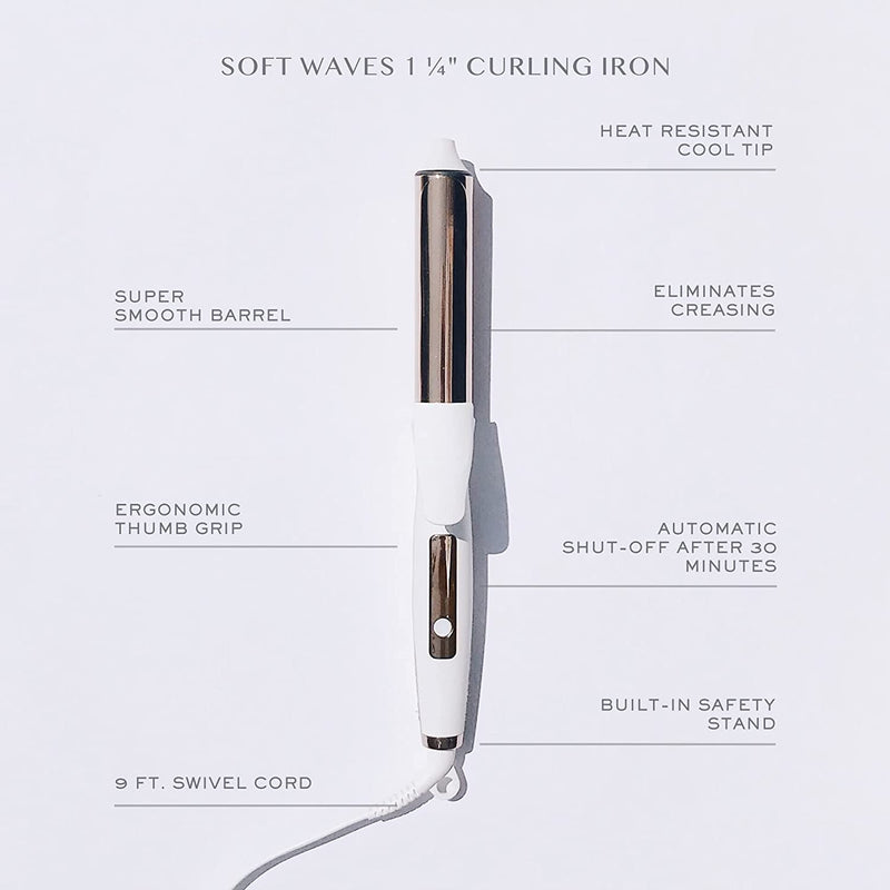Kristin Ess Hair 1 ¼-Inch Titanium Curling Iron for Beach Waves/Curls for Medium & Long Hair, Ionic Technology, Fast Heat/Dual Voltage, Auto Shut-Off
