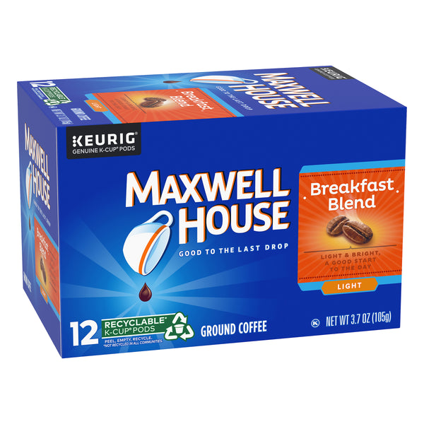 Maxwell House Breakfast Blend Ground Coffee K-Cup Pods, 12 CT - Trustables