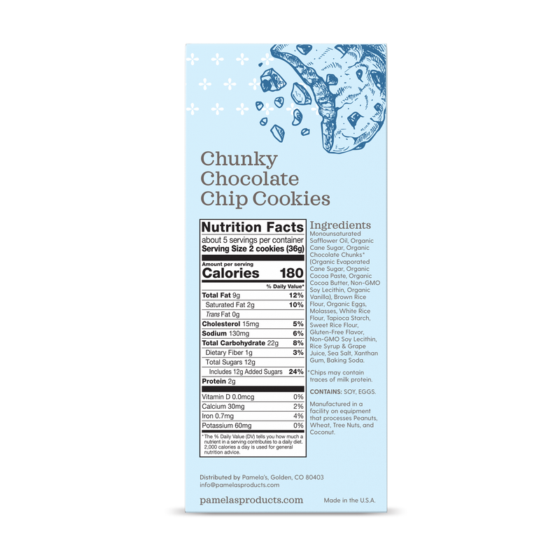 Pamela's Chunky Chocolate Chip Traditional Gluten-Free Cookies, 6.25 OZ