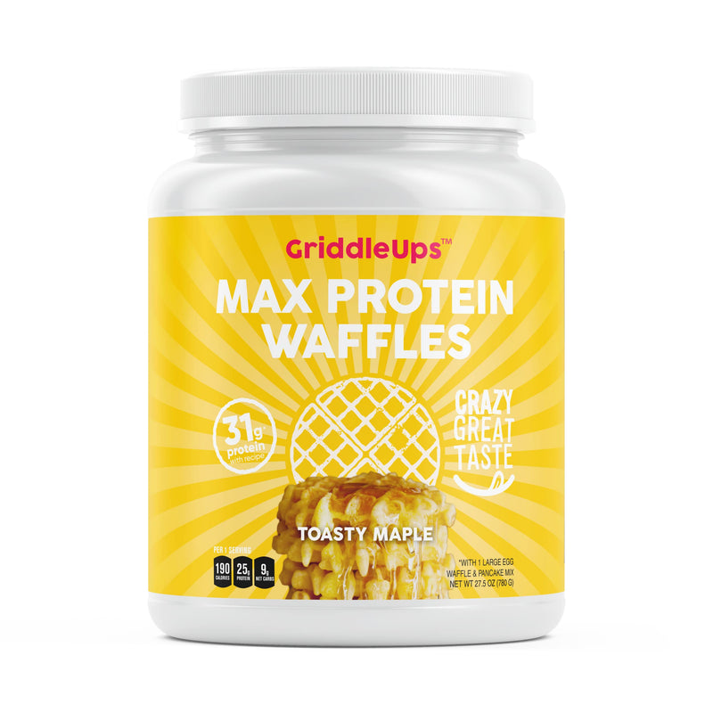 GriddleUps Toasty Maple MAX Protein Waffle/Pancake Mix, Crazy Great Taste - Dietitian Formulated - 25g Whey, Keto-Friendly, Ideal Macros