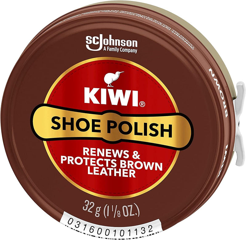 KIWI Waxed Shoe Polish Brown Can, 1.125 OZ