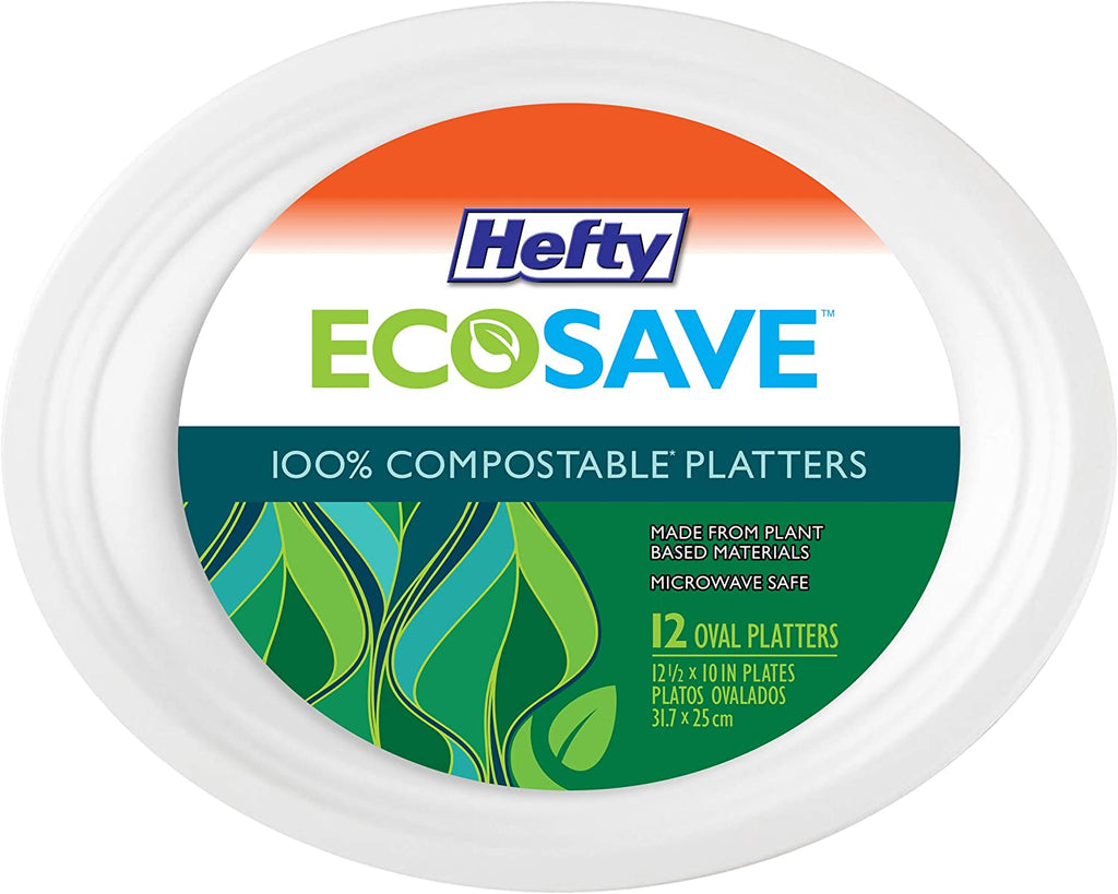 Oval Paper Plates White, 12 Inch Large Paper Plates, 100% Compostable Paper  Plates Eco Friendly Disposable Plates, Oval Paper Plates Heavy Duty