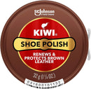 KIWI Waxed Shoe Polish Brown Can, 1.125 OZ