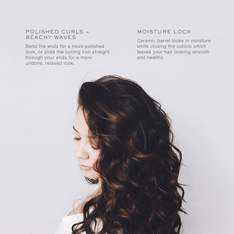 Kristin Ess Hair 1.25 -Inch Ceramic Curling Iron for Beach Waves + Curls Medium & Long Hair, Smoothing + Frizz Control, Dual Voltage, Auto Shut-Off
