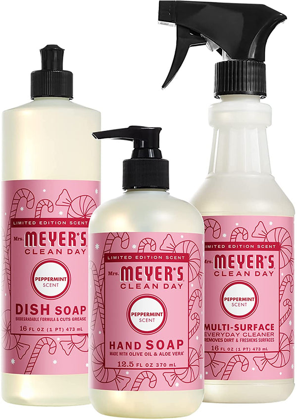 Mrs. Meyer's Peppermint Kitchen Set Dish Soap Hand SoapMulti-Surface CleanerPeppermint - Trustables