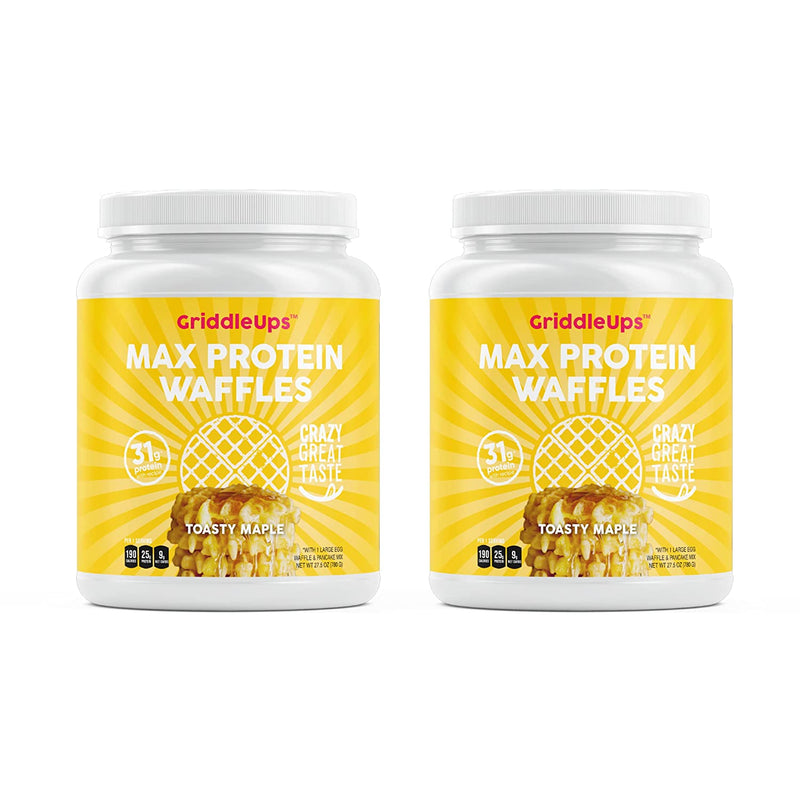 GriddleUps Toasty Maple MAX Protein Waffle/Pancake Mix, Crazy Great Taste - Dietitian Formulated - 25g Whey, Keto-Friendly, Ideal Macros