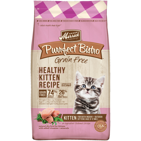 Merrick Purrfect Bistro Grain Free Healthy Kitten Recipe Dry Cat Food, 7 LB - Trustables