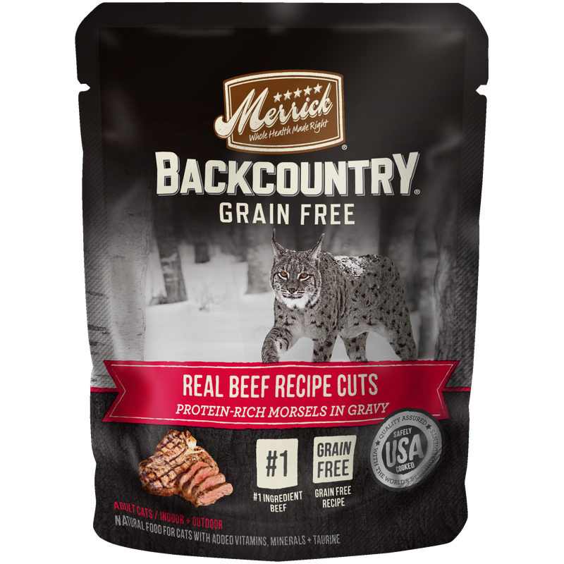 Merrick Backcountry Grain Free Real Meat Wet Cat Food Beef, 3 OZ - Trustables