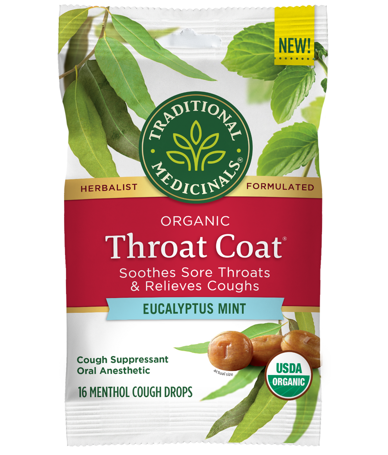 Traditional Medicinals Throat Coat Seasonal Wellness Lozenges, Eucalyptus Mint, 2.67 OZ - Trustables