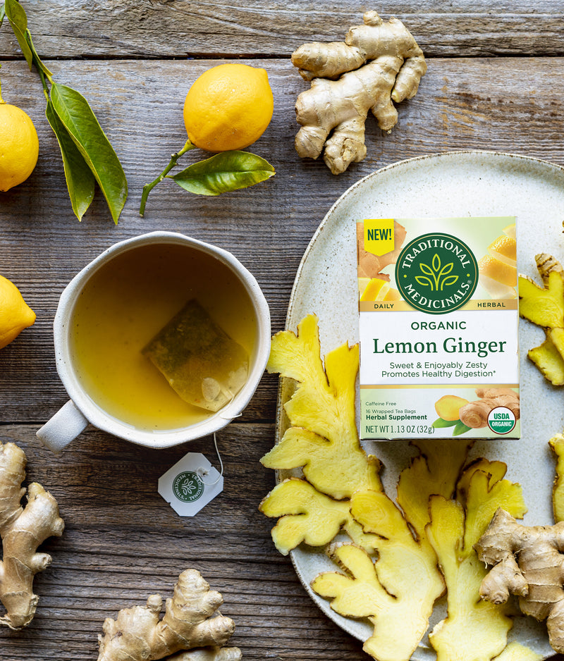 Traditional Medicinals Organic Lemon Ginger Tea, 1.13 OZ - Trustables