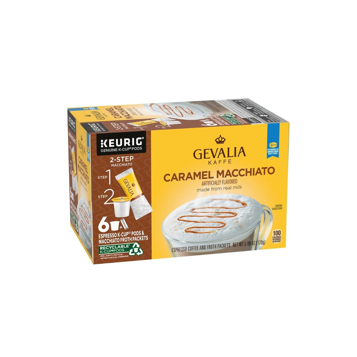 Gevalia Caramel Macchiato Espresso Coffee with Froth Packets 6 CT