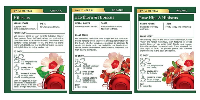 Traditional Medicinals Hibiscus Sampler Variety Pack, 1 Hibiscus, 1 Hawthorn with Hibiscus, 1 Rose Hips with Hibiscus, 1 CT - Trustables
