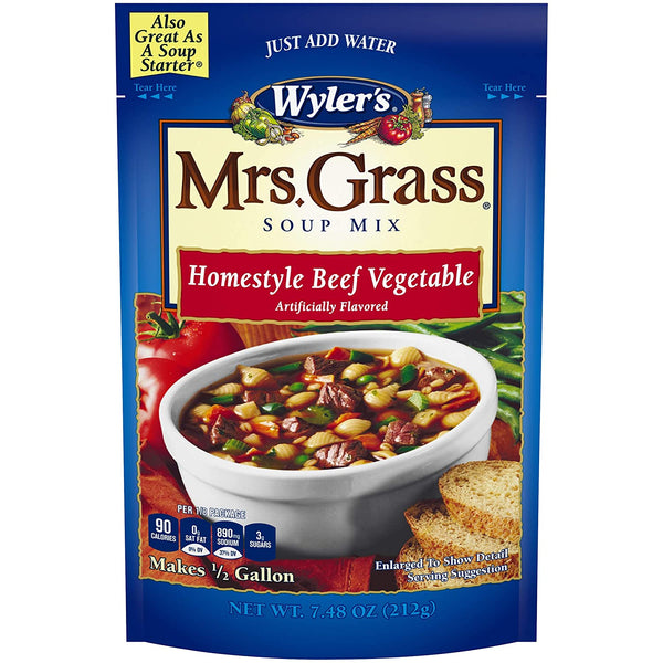 Wyler's Mrs Grass Home-style Beef Vegetable Hearty Soup Mix Pouch, 7.48 OZ - Trustables
