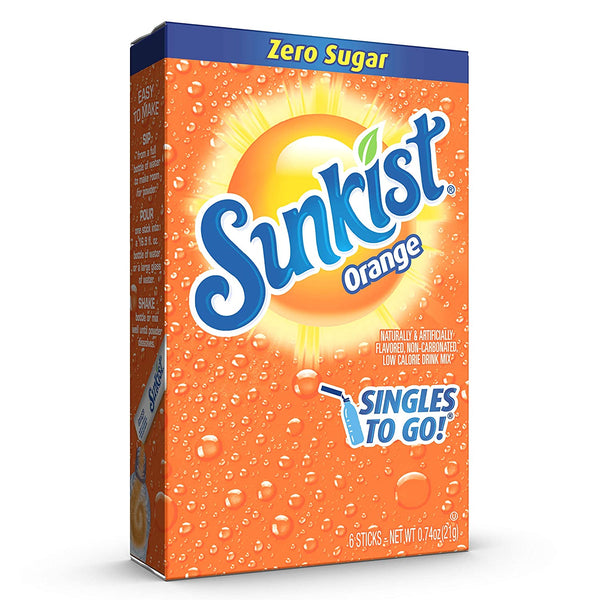 Sunkist Soda Orange Singles To Go Drink Mix, 0.74 OZ, 6 CT - Trustables