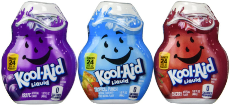Kool-Aid Liquid Drink Mix Variety Pack, Includes 1 Cherry, 1 Grape, and 1 Tropical Punch, 3 CT - Trustables
