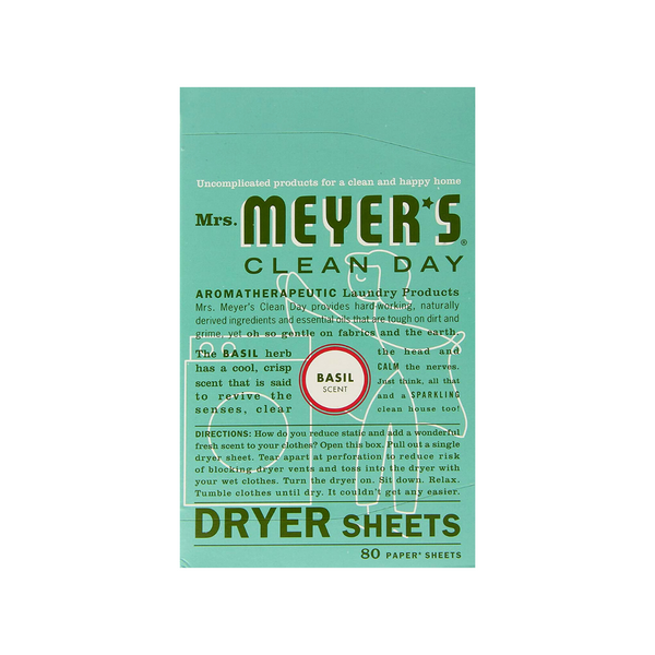 Mrs. Meyer's Clean Day Dryer Sheets, Basil Scent, 80 ct - Trustables