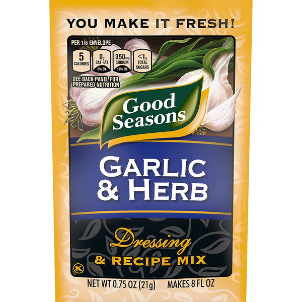 Good Seasons Garlic & Herb Dressing & Recipe Mix, 0.75 OZ - Trustables