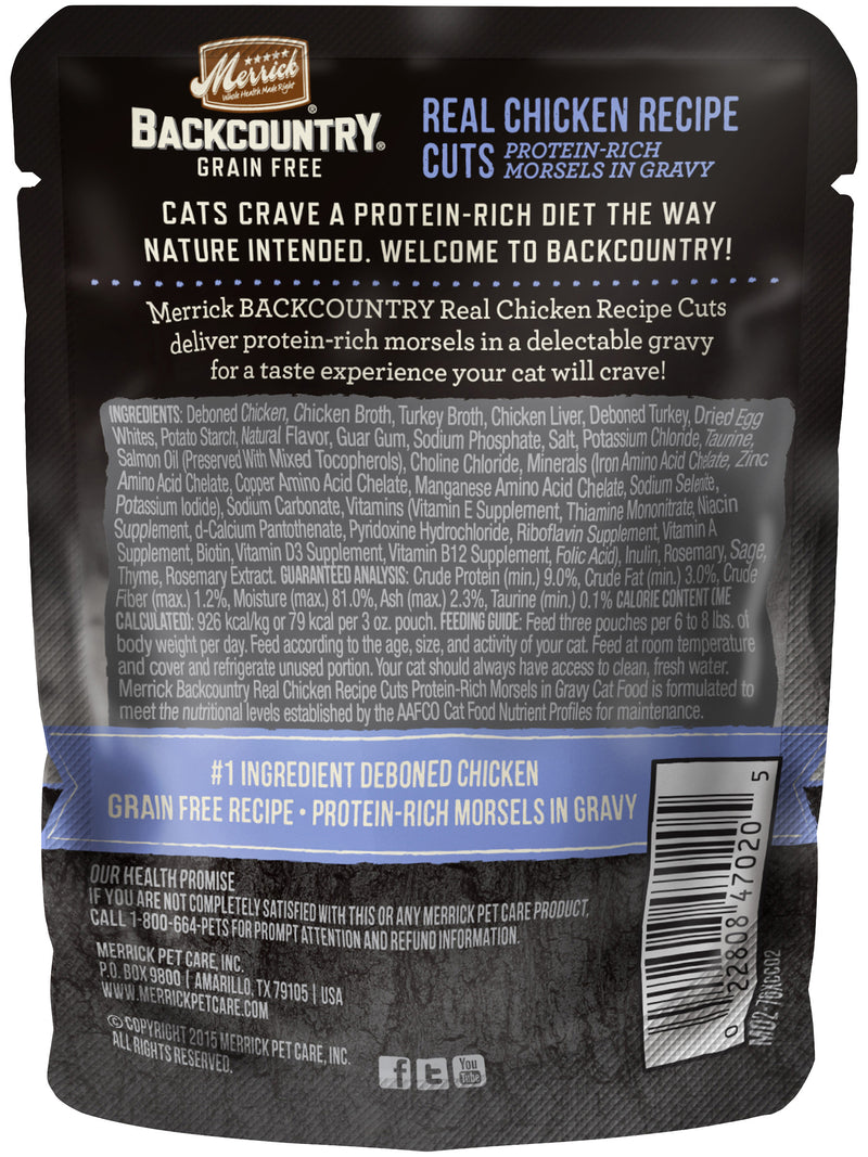 Merrick Backcountry Grain Free Real Meat Wet Cat Food Chicken, 3 OZ - Trustables